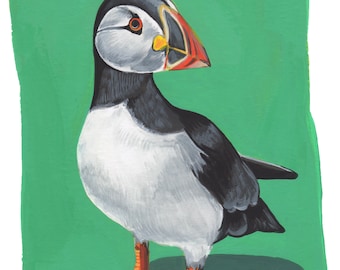 Hand-painted Atlantic Puffin, Digital Download, Wall Art Print, Digital Print, Printable Wall Art