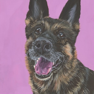 Custom Pet Portrait - Hand Painted, Gouache, Ready to Frame, Wall Art