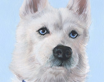 Custom Pet Portrait - Hand Painted, Gouache, Ready to Frame, Wall Art