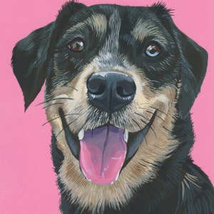 Custom Pet Portrait - Hand Painted, Gouache, Ready to Frame, Wall Art