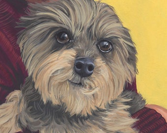 Custom Pet Portrait - Hand Painted, Gouache, Ready to Frame, Wall Art