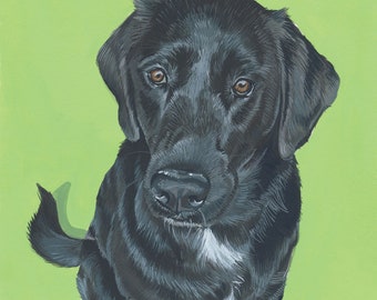 Custom Pet Portrait - Hand Painted, Gouache, Ready to Frame, Wall Art