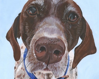 Custom Pet Portrait - Hand Painted, Gouache, Ready to Frame, Wall Art