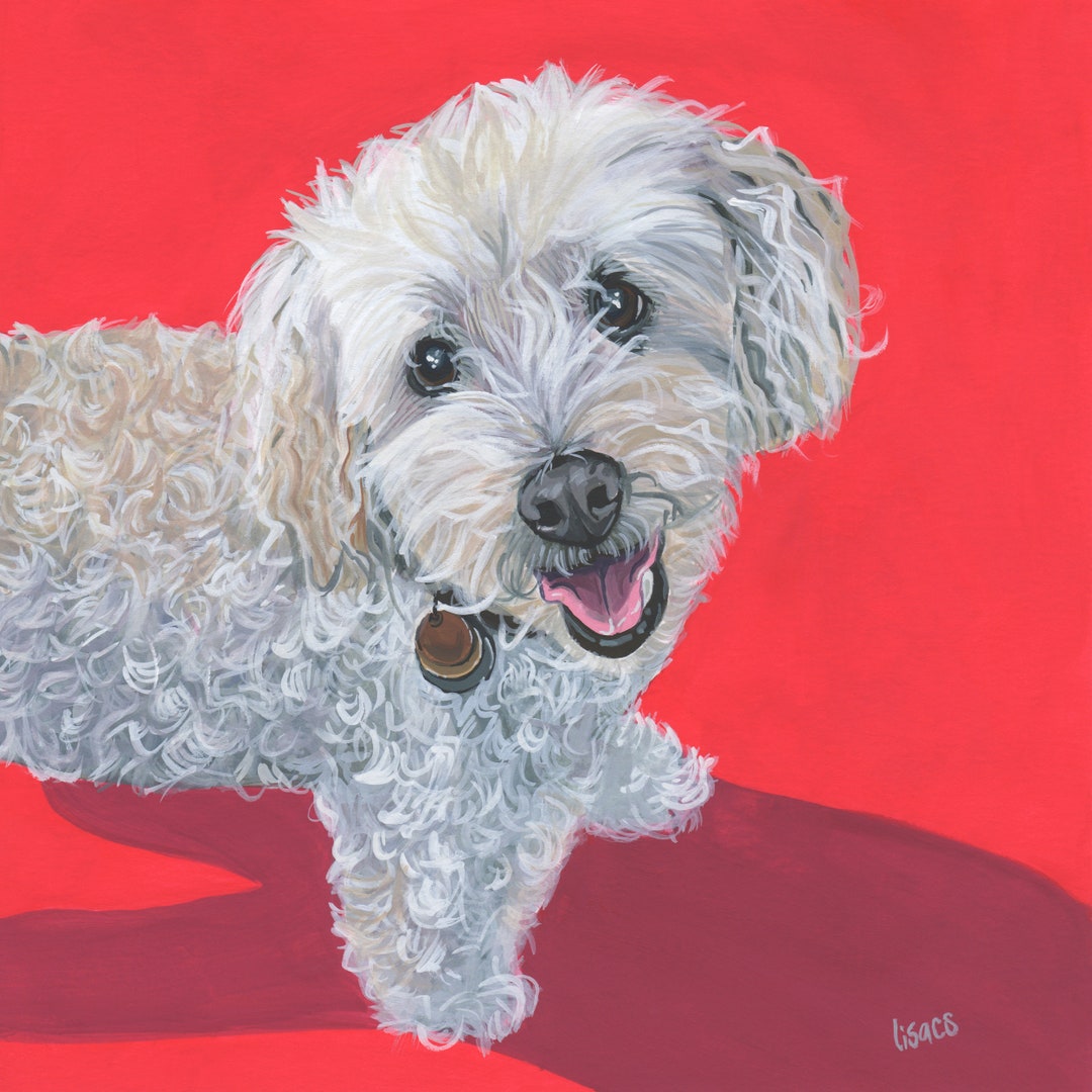 Custom Pet Portrait Hand Painted Gouache Ready to Frame Etsy