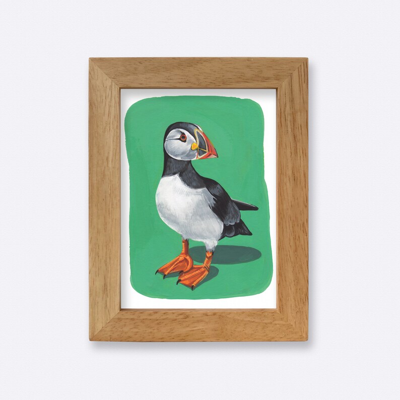 Hand-painted Atlantic Puffin, Digital Download, Wall Art Print, Digital Print, Printable Wall Art image 2