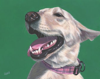 Custom Pet Portrait - Hand Painted, Gouache, Ready to Frame, Wall Art