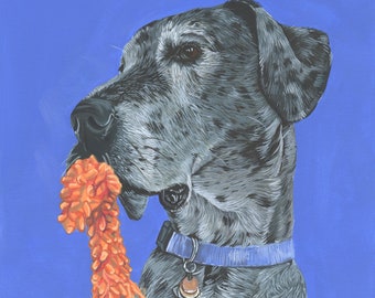 Custom Pet Portrait - Hand Painted, Gouache, Ready to Frame, Wall Art