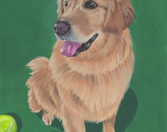 Custom Pet Portrait - Hand Painted, Gouache, Ready to Frame, Wall Art