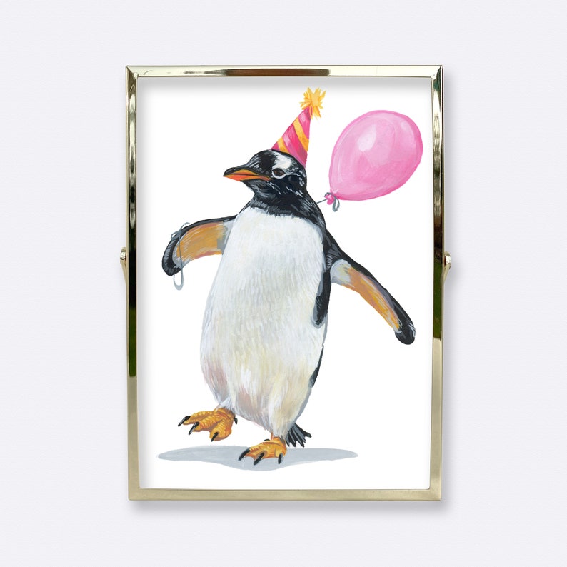 Hand-painted Gentoo Penguin, Digital Download, Art Print, Digital Print, Printable Birthday Card image 2
