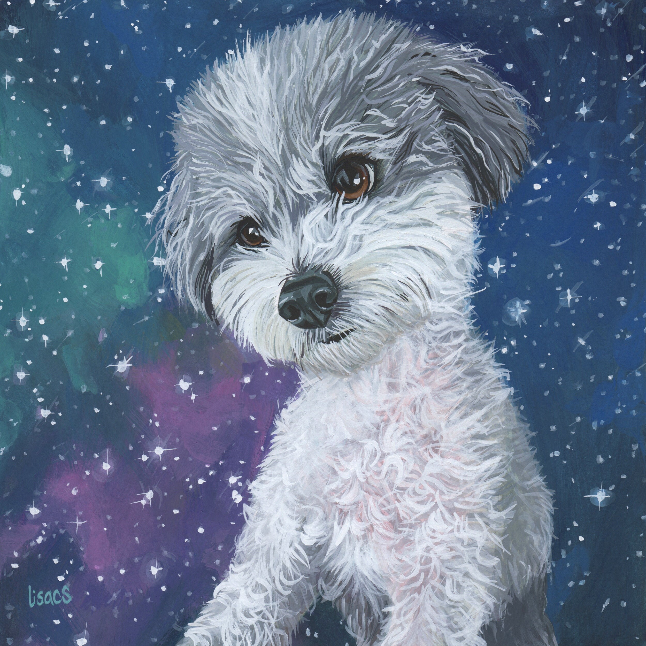 Custom Pet Portrait - Hand Painted, Gouache, Ready to Frame, Wall Art