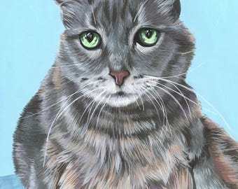 Custom Pet Portrait - Hand Painted, Gouache, Ready to Frame, Wall Art