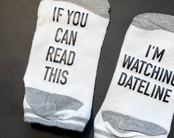 Novelty Socks If You Can Read This Socks True Crime Socks Gift Sock Low Cut Crew Sock One Size CLEARANCE