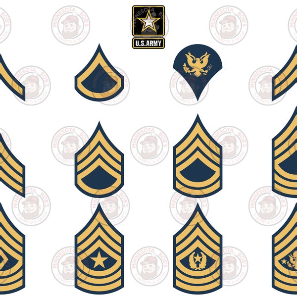 US Army SVG for Military Uniform Enlisted Ranks, Bonus Logo, For Use With Cricut and Graphic Design