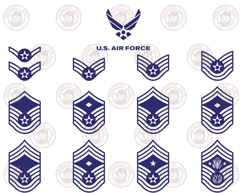 Air Force Enlisted Rank and USAF Logo Vector Graphics for Laser, Vinyl ...