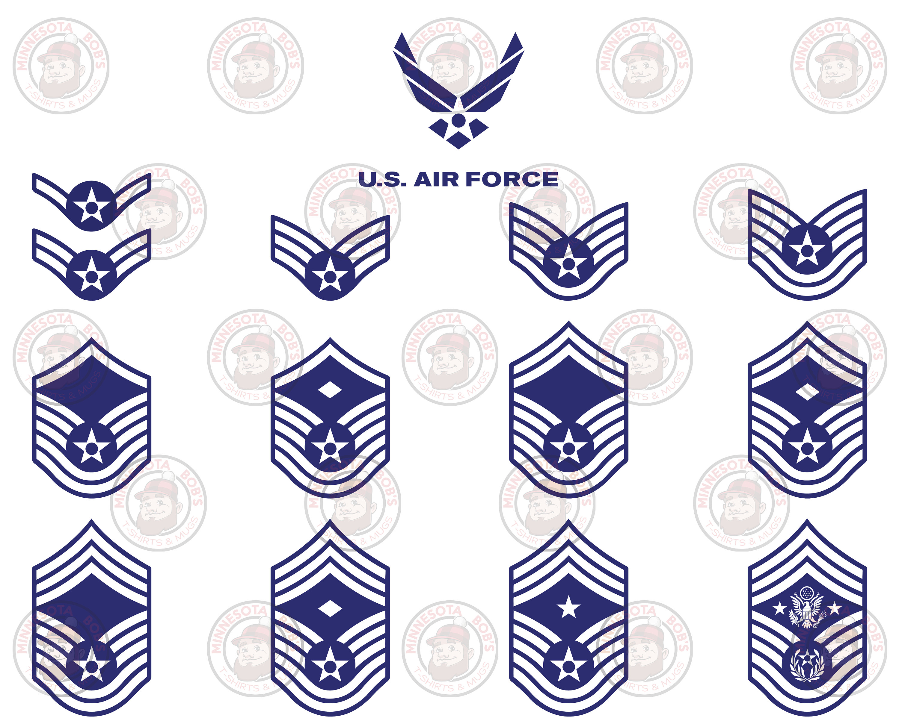 Air Force Enlisted Rank And Usaf Logo Vector Instant Download Etsy