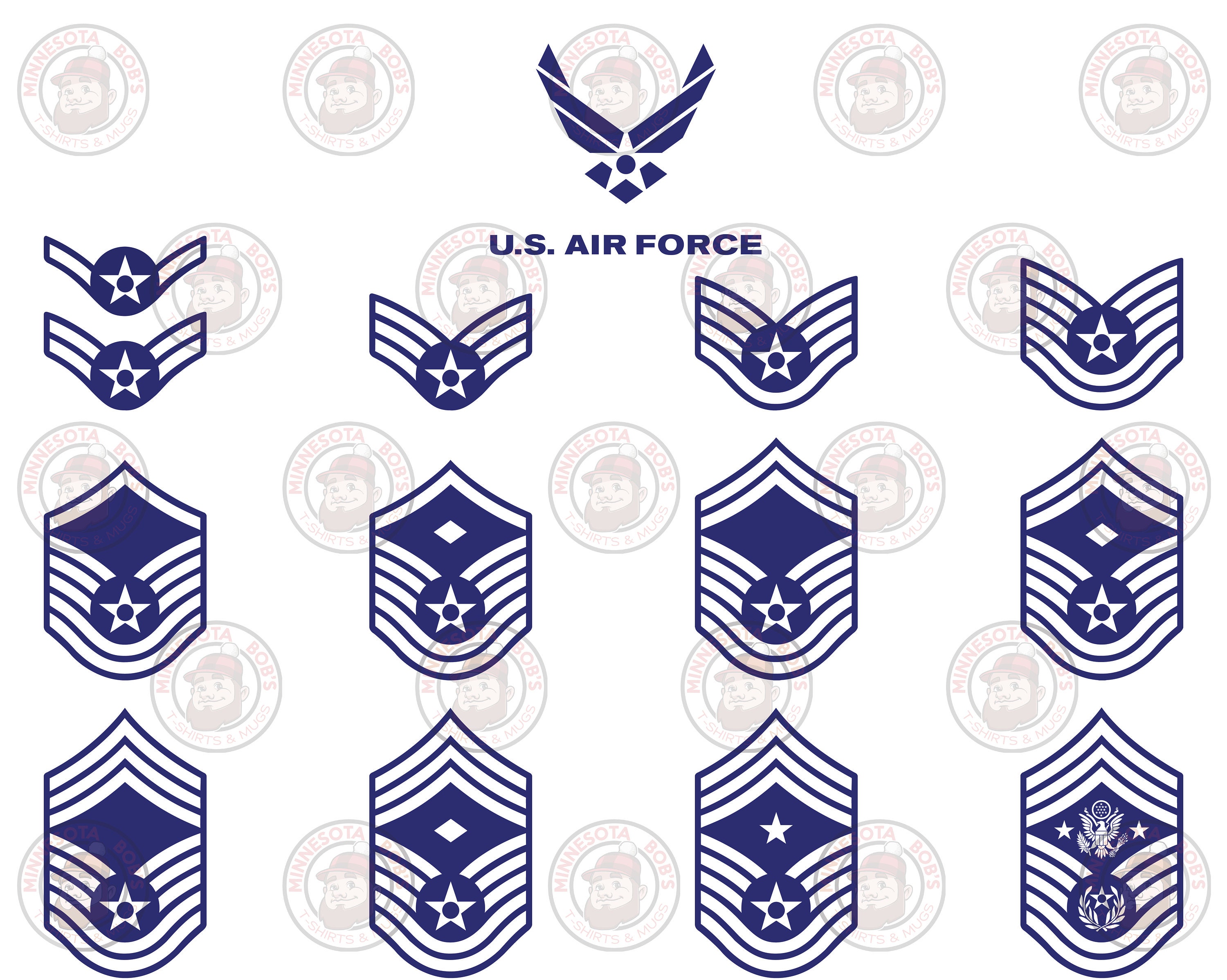 thumbnail image 2 of 2-Pack Air Force Senior Airman Rank Stickers – Military Decals, Made In USA 2 of 6