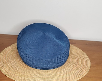 vtg KANGOL Hat 504 Tropic Ventair Summer Flat Cap Navy Blue Rozmiar: L