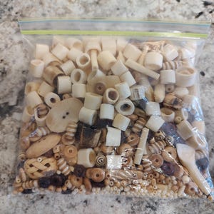 lot of bone beads and buttons 1.2 lbs beading carved skulls