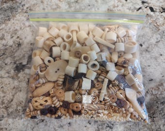 lot of bone beads and buttons 1.2 lbs beading carved skulls