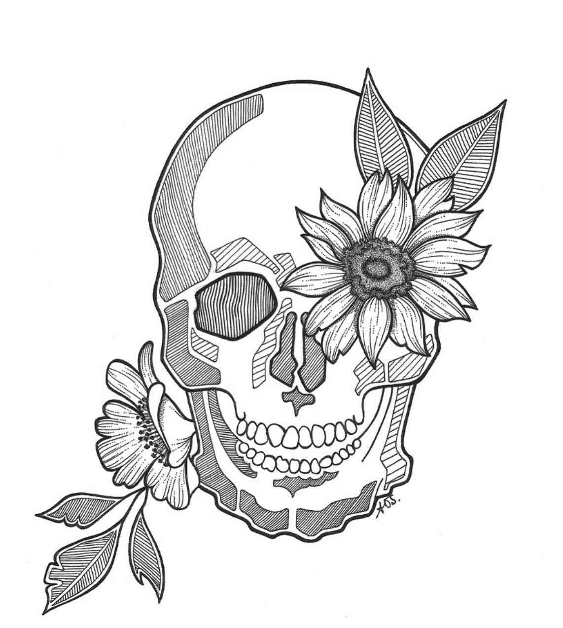 Floral and Fauna Skull No.3 - A4 Art Print on Giclée Art Paper. Limited ...