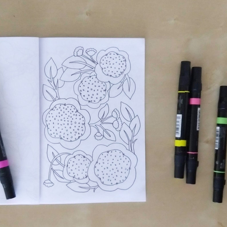 Download FLOWERS coloring book zine PDF Download | Etsy