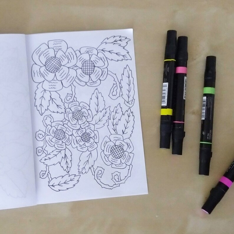 Download FLOWERS coloring book zine PDF Download | Etsy