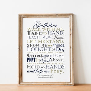 DIGITAL FILE: Godfather Gift, Godmother Gift, Godparents Gift, 5x7 Print, 8x10 Print