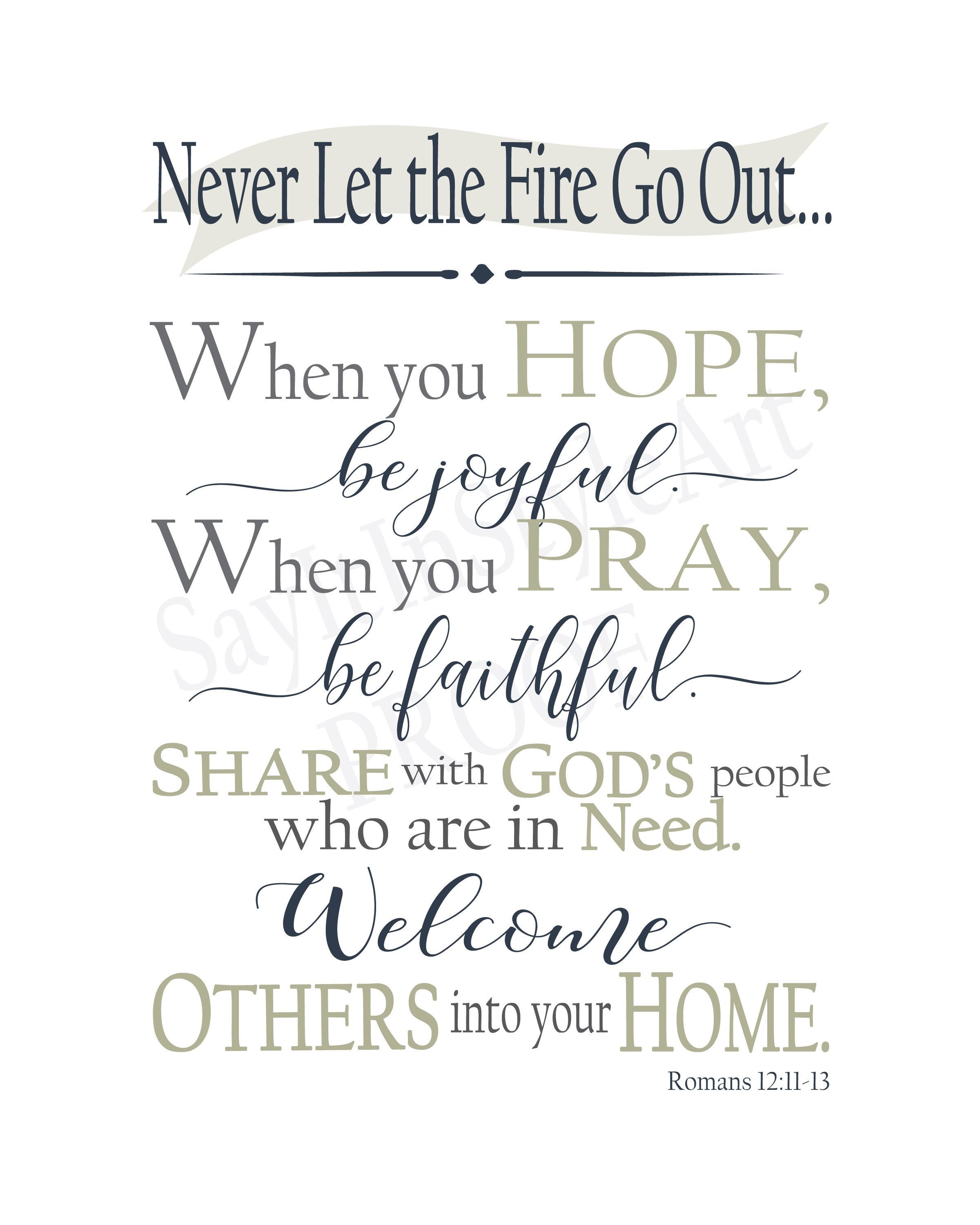 Romans 12 1113 Never Let the Fire Go Outmops Theme Versehope Be
