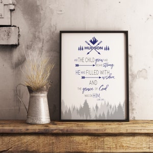 Luke 2:40-Boy Baptism Gift -Christian Baby Gifts- Personalized Baptism Gift- Scripture-Christian Gifts - FREE SHIPPING