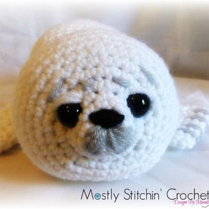 White baby seal; CROCHET PATTERN PDF