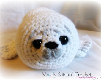 White baby seal; CROCHET PATTERN PDF