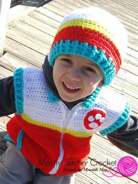 Northern fjendtlighed Maryanne Jones Paw Patrol Inspired Ryder's Vest/hat/badge CROCHET | Etsy