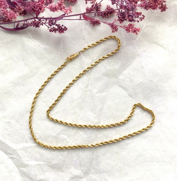 Vintage trendy 18 Inch 14KT Yellow Gold 3mm Rope … - image 3