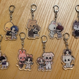SKZ Stray Kids + Skzoo drop acrylic keychain, bag charm, key ring, kpop clips