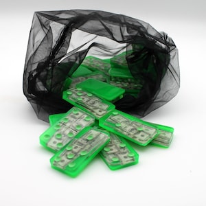 Handmade Resin Domino Set: Real Shredded Money & Metallic Flakes