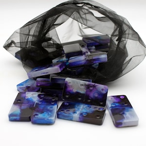 Handmade Resin Domino Set – Galaxy Themed | Double 6 | Unique Gift | Decorative Game Set
