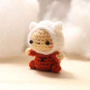 Cute chibi Finn pijama amigurumi doll handmade crochet and kawaii doll image 1