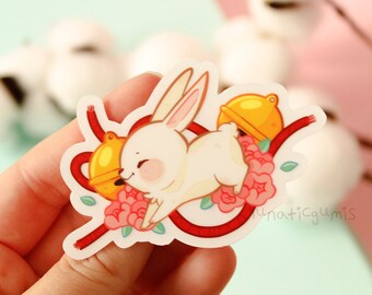 Year of the bunny cute sticker - matte vinyl and transparent waterproof sticker - very durable - kawaii animal - bunny