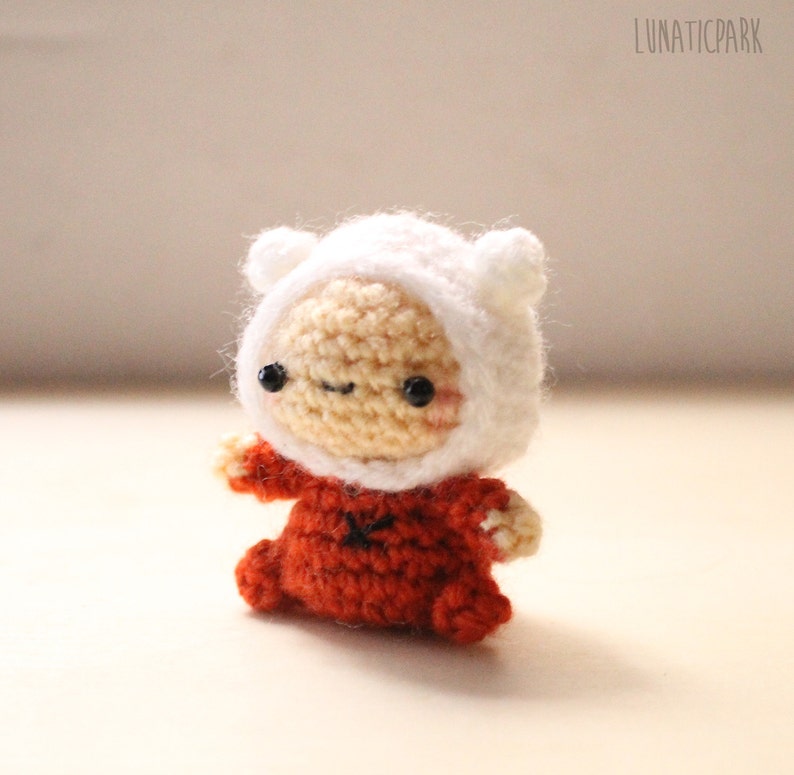 Cute chibi Finn pijama amigurumi doll handmade crochet and kawaii doll image 2