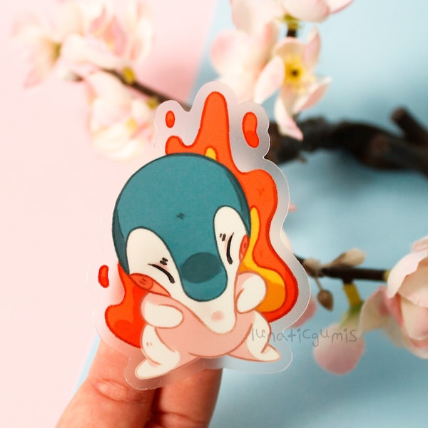 cyndaquil cute vinyl sticker inspired in the fire type creature - waterproof and very durable - kawaii fan art