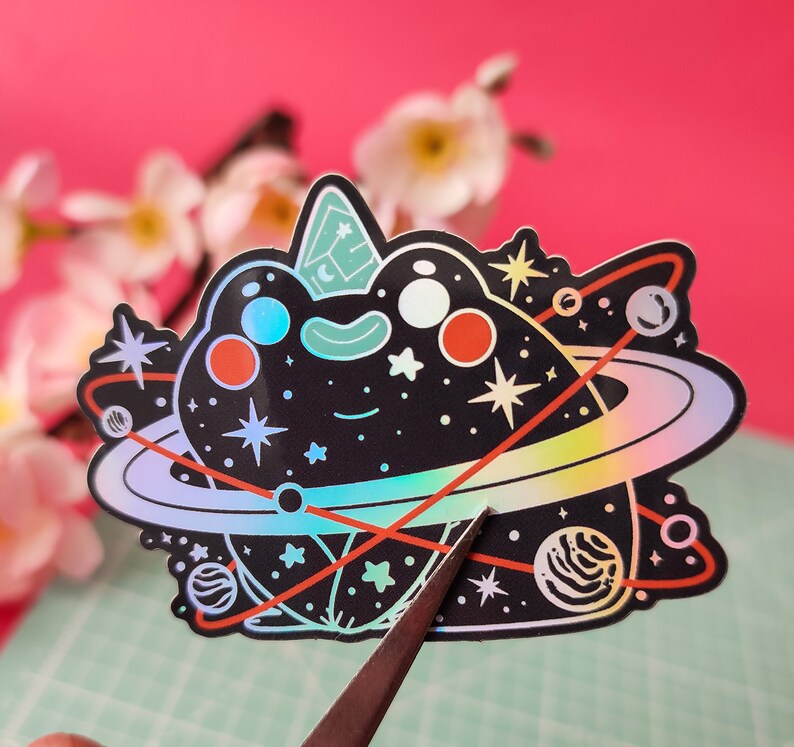 Cosmic Frog Holographic Effect Vinyl Sticker Waterproof - Etsy
