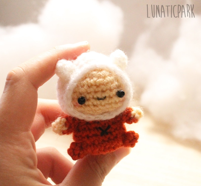 Cute chibi Finn pijama amigurumi doll handmade crochet and kawaii doll image 4