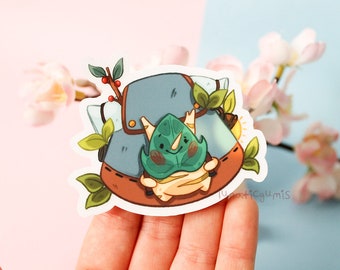 cute korok with backpack vinyl sticker - waterproof - clear sticker