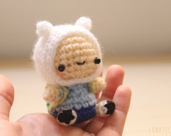 Chibi Finn amigurumi adventure time inspired character crochet doll