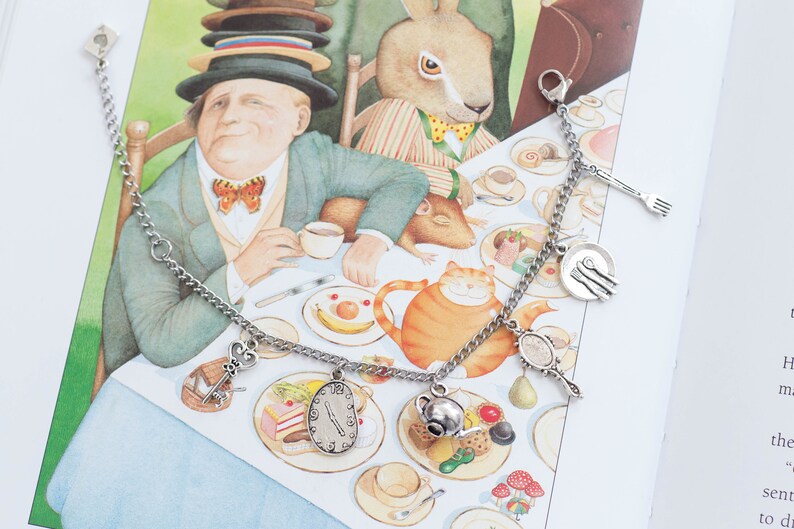 Alice in Wonderland Mad Hatter's Tea Party Charm Bracelet image 2