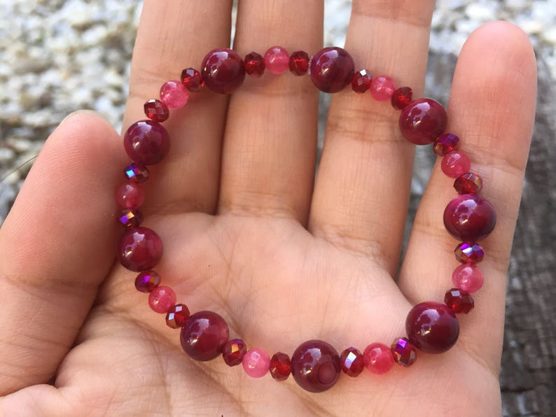 Cherry Color Beaded Bracelet image 4