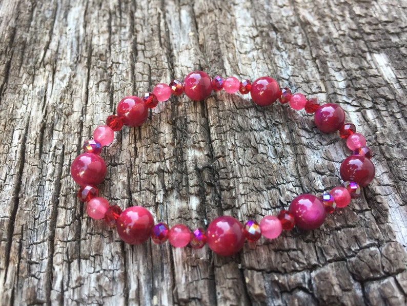 Cherry Color Beaded Bracelet image 1