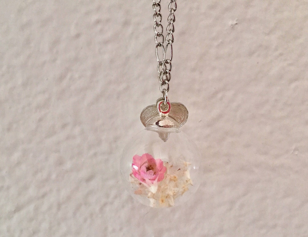 Glass Globe Necklace With Dried Flowers Etsy