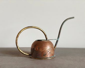 VINTAGE | English copper and brass watering can | indoor and outdoor gardening | brass and copper watering pot | greenhouse garden decor