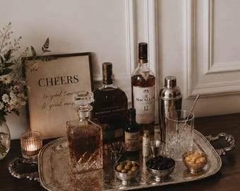 VINTAGE | Sheridan Silver Plated Serving Tray with Handles | Platter Bar Tray